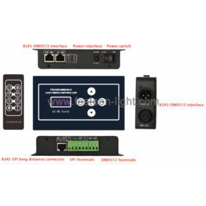 DMX512 Controller SPI with Remoter and RJ45 XLR