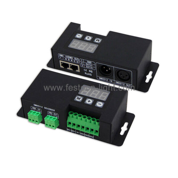 DMX 512 Decoder RGB LED Controller with XLR-3R and RJ45